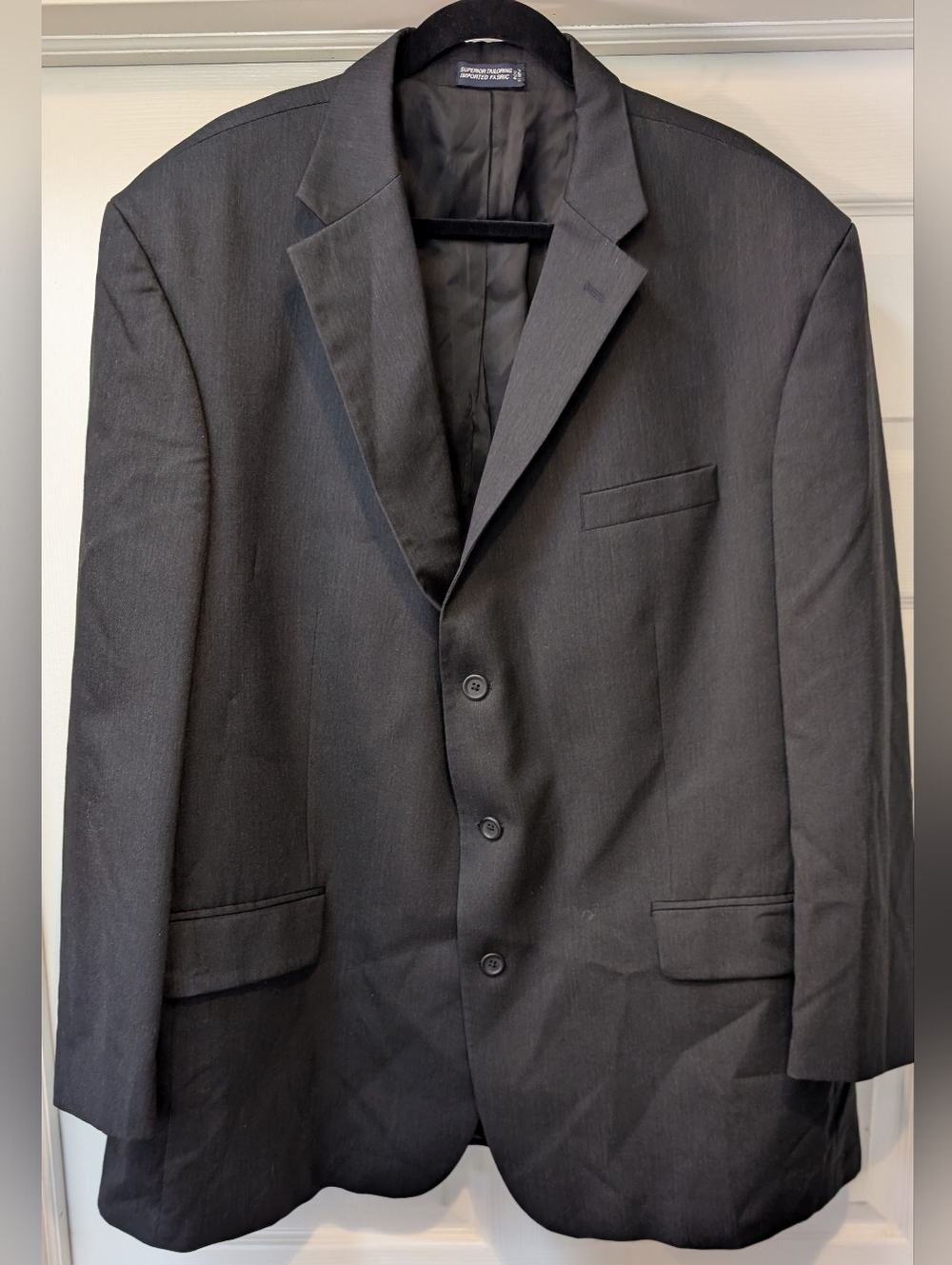 Nautica Men's Dark Gray Black 2 Piece 3 Button Suit 52L 46x29 100% Wool cthny